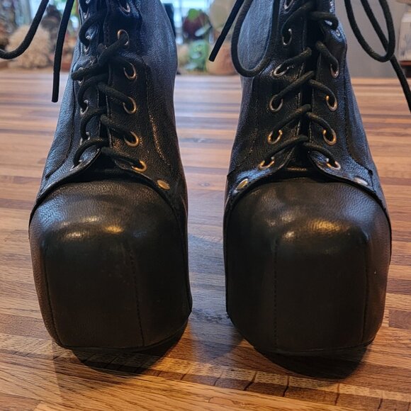 Jeffrey Campbell Lita Handmade Havana Last Black Leather Platform Bootie - Picture 5 of 15